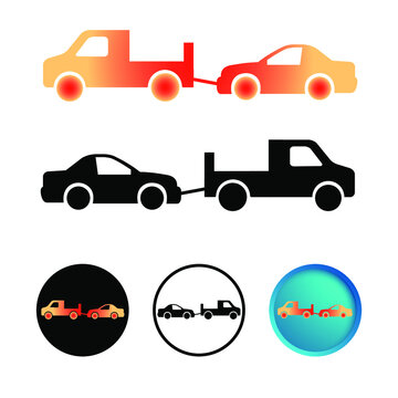 Abstract Car Towing Icon Set