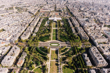 Landscape of Paris from the top floor of the Eiffel Tower