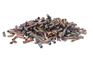 copper scrap on a white isolated background