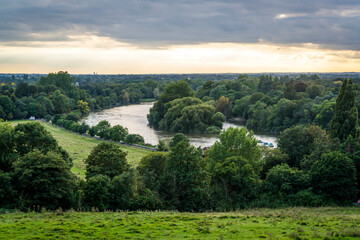 Idyllic view of the Thames river from  Richmond Hill, Richmond-upon-Thames, London, England, UK