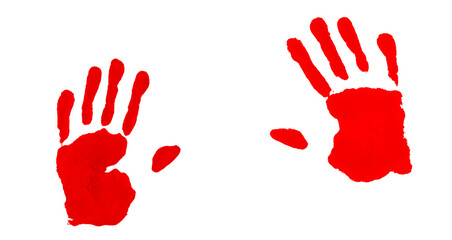Illustration with blooded hands isolated on white