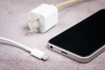 Fototapeta premium Incompatible USB port and USB Head of Charging Wire