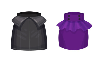 Elegant fitted pencil textile skirts set. Fashion female apparel cartoon vector illustration