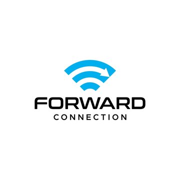 Simple and unique logo about wireless and forward icon in negative area.
EPS 10, Vector.