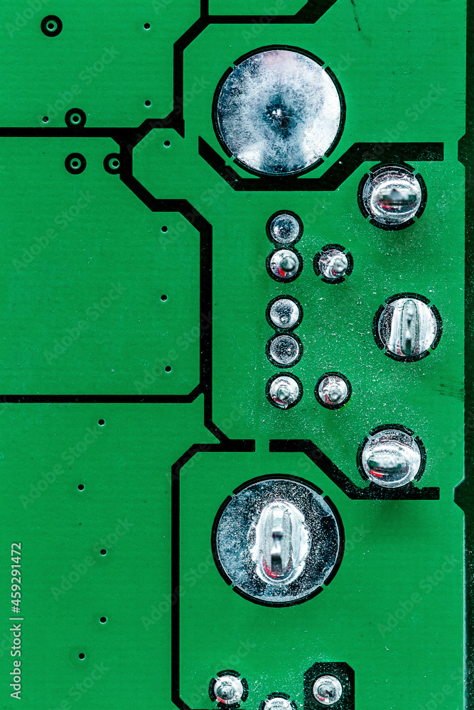 Canvas Prints Macro shot of a green electronic circuit board with its small details