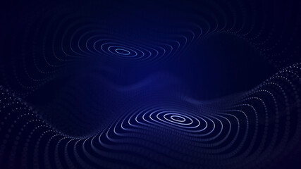 A wave of technology intertwined with dots and lines. Internet explorer of big data. 3D rendering.