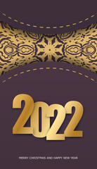 Holiday Flyer 2022 Happy New Year Burgundy Color Abstract Gold Ornament