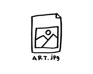a hand-drawn illustration of an image icon on a computer. the file preview drawing that can be a tattoo, sticker, element graphic, etc.