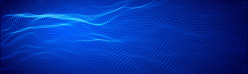 Naklejka premium Abstract digital wave of particles. Futuristic point wave. Technology background vector. Vector illustration