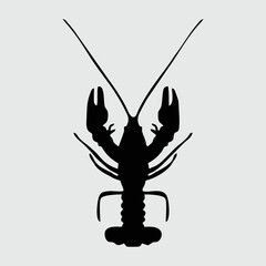 Lobster Silhouette, Loster Isolated On White Background