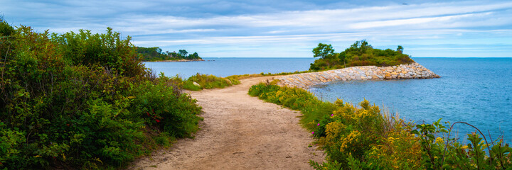 Footpath over the riverbank at the Knob island on Cape Cod