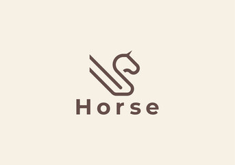 horse linear outline minimalist icon logo design elements - horse vector
