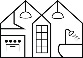 Illustration of kitchen and bath