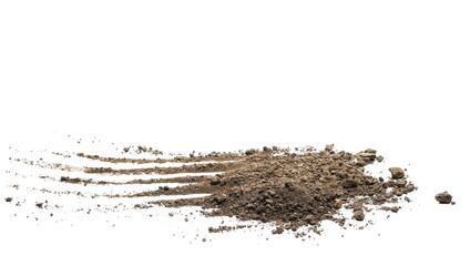 Dirt, soil pile isolated on white background and texture, side view