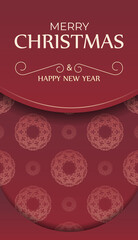 Greeting card Merry Christmas Red with vintage ornament