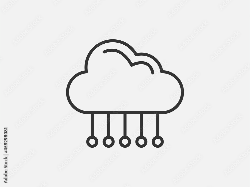 Poster technology icon vector cloud computing connection. big data global server. line design symbol.