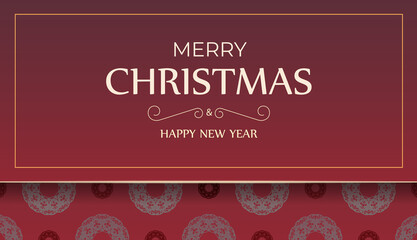 Brochure Merry Christmas and Happy New Year Red color with vintage ornament