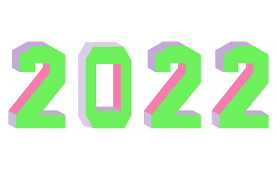 Greeting isometric image of the text representing the year two thousand and twenty-two