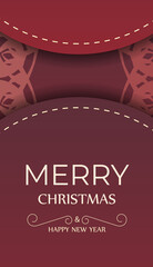 Brochure Merry Christmas Red with Vintage Pattern
