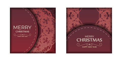 Red Color Happy New Year Brochure with Luxury Ornament
