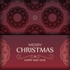 Red Color Happy New Year Brochure with Winter Ornament