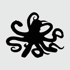 Octopus Silhouette, Octopus Isolated On White Background