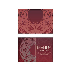 Red color merry christmas flyer with luxury pattern