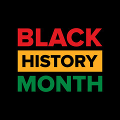 Black History Month square banner with typography. Black History Month text isolated on black background. Black History Month vector design template for social media post, poster, cover, banner etc.