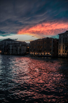 dramatic sky over grand canal in venice