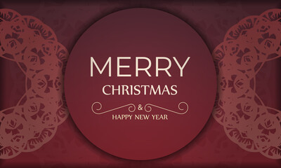 Red color happy new year flyer with vintage ornament