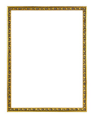 Ancient golden metal glossy picture frame on white