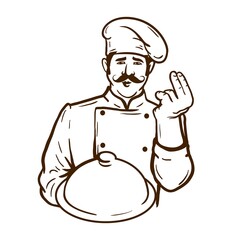 Vector illustration of a chef with a dish