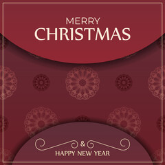 Festive card Merry Christmas Red color with luxury ornament