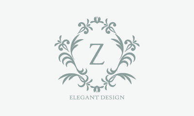 Exquisite design of an elegant monogram with the letter Z in the center in gray. Logo for boutiques, cafes, bars, restaurants, invitations. Business style and brand of the company