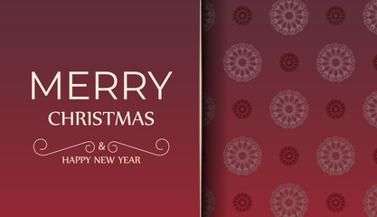 Festive Brochure Merry Christmas Red color with winter ornament
