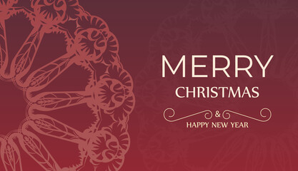 Festive Brochure Merry Christmas Red with Abstract Pattern