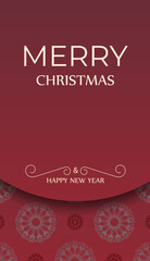 Red Color Happy New Year Festive Brochure with Vintage Ornament