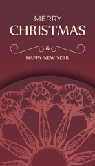 Festive Brochure Happy New Year Red color with winter pattern