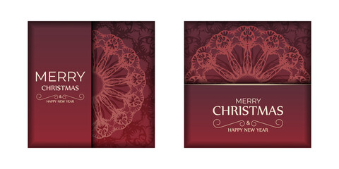 Festive Brochure Happy New Year Red color with winter ornament