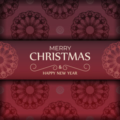 Red Color Merry Christmas Festive Flyer with Luxury Ornament