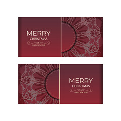 Red Color Happy New Year Holiday Flyer with Luxury Ornament
