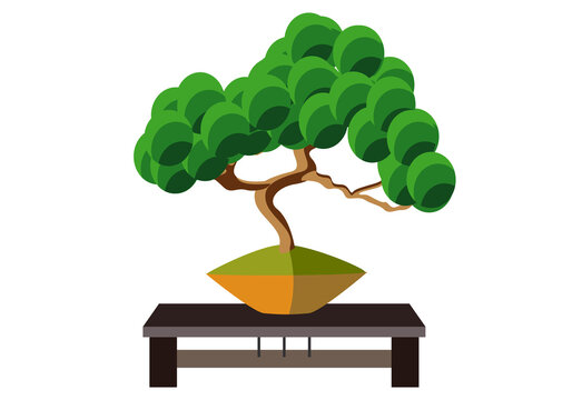 green bonsai tree on table clip art preview