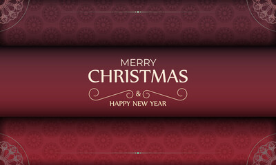 Fototapeta premium Postcard Template Merry Christmas And Happy New Year Red Color Abstract Pattern