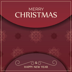 Happy New Year Greeting Card Template Red Color Luxury Ornament