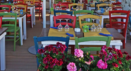 colorful cafe, Ibiza, Balearic Islands, Spain