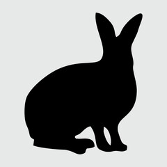 Rabbit Silhouette, Rabbit Isolated On White Background