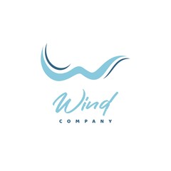 Initial W Wind Water Waves Minimalist Logo design inspiration