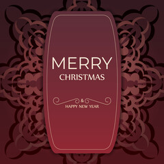 Brochure Template Merry Christmas Red Color Vintage Pattern