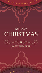 Merry Christmas and Happy New Year Red Color Flyer Template with Vintage Ornament