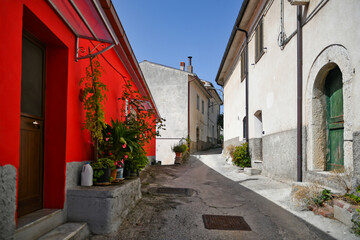Fototapeta na wymiar A narrow street in Longano, a medieval town of Molise region, Italy.